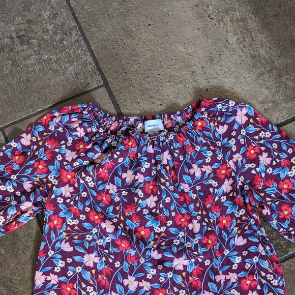 Old Navy Top Girls Boho Floral Size 8, Purple Red - Picture 4 of 6